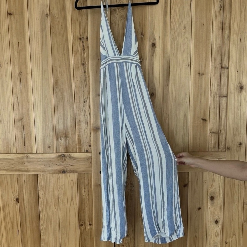 Striped Blue and White Halter Jumpsuit